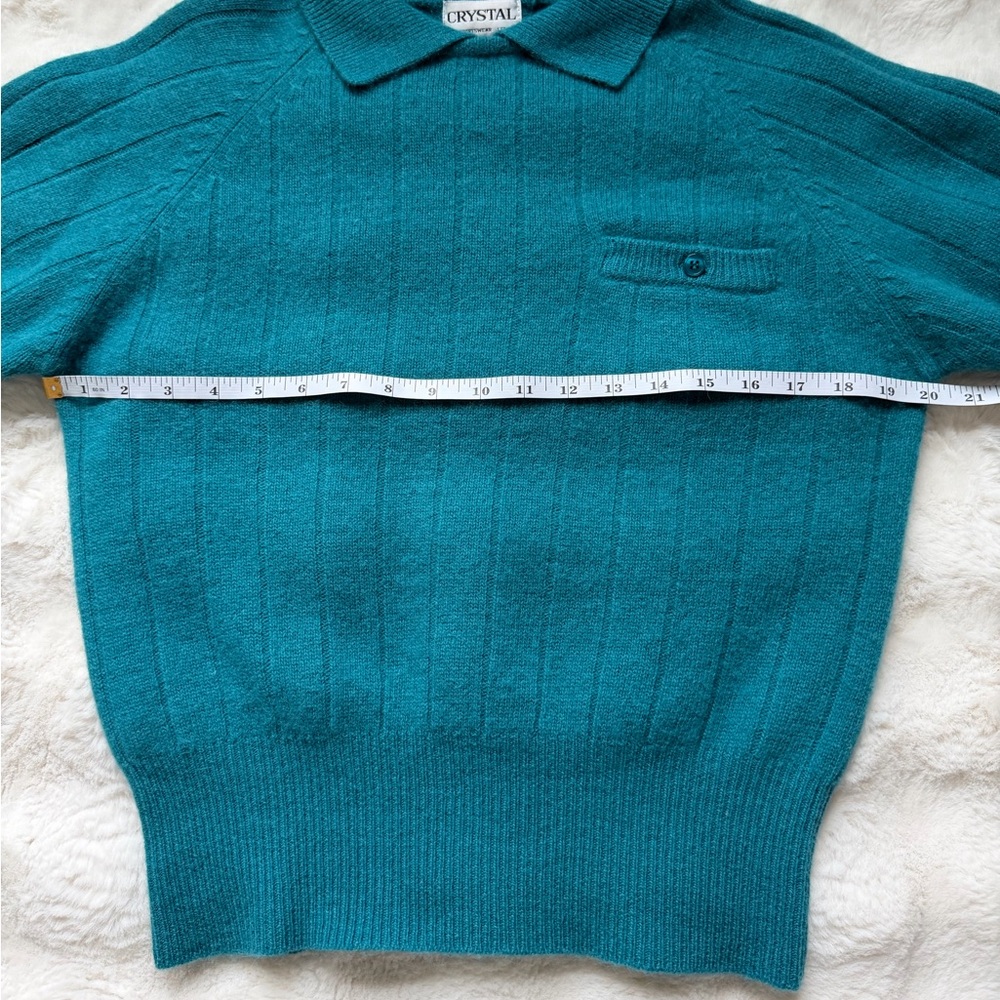 Crystal Sportswear Lambswool/Angora Blend Turquoise Vintage Sweater-M - Picture 13 of 16